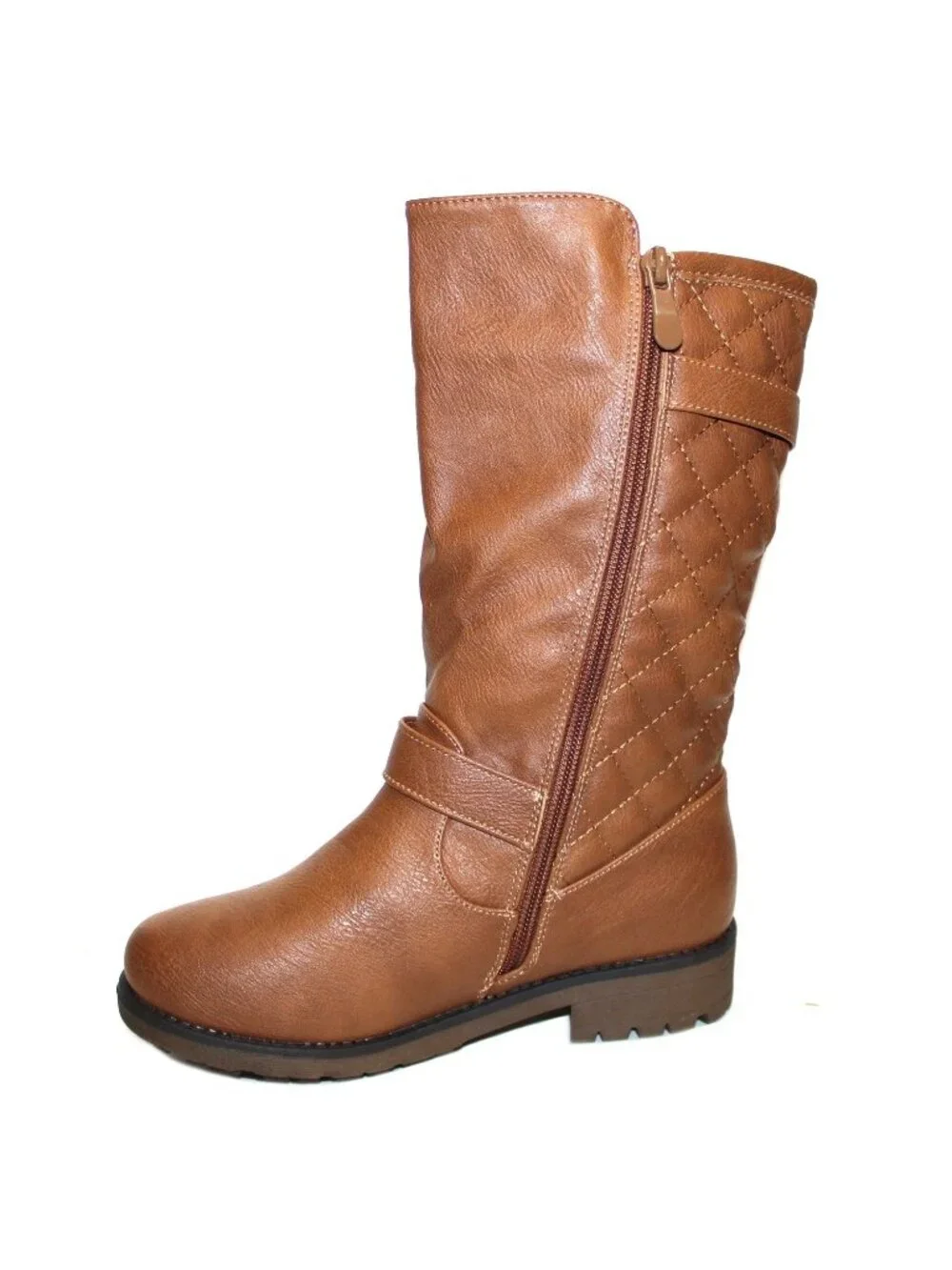 DREAM PAIRS Little Girls Knee High Winter Motorcycle Riding Boots Tan Size 1